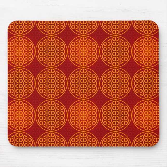 Flower of Life - stamp pattern - orange red Mouse Pad (Front)