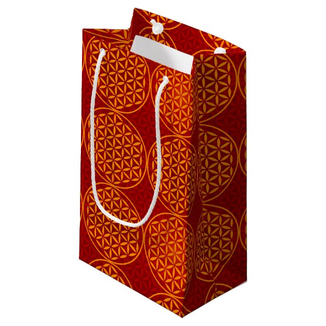 Flower of Life - stamp pattern - orange red Small Gift Bag (Front Angled)