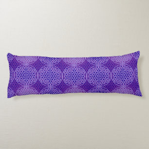 Flower of Life - stamp pattern - purple Body Cushion
