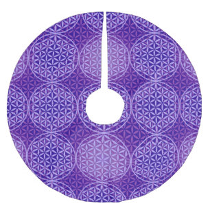 Flower of Life - stamp pattern - purple Brushed Polyester Tree Skirt