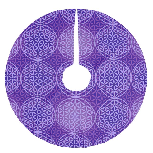 Flower of Life - stamp pattern - purple Brushed Polyester Tree Skirt (Front)