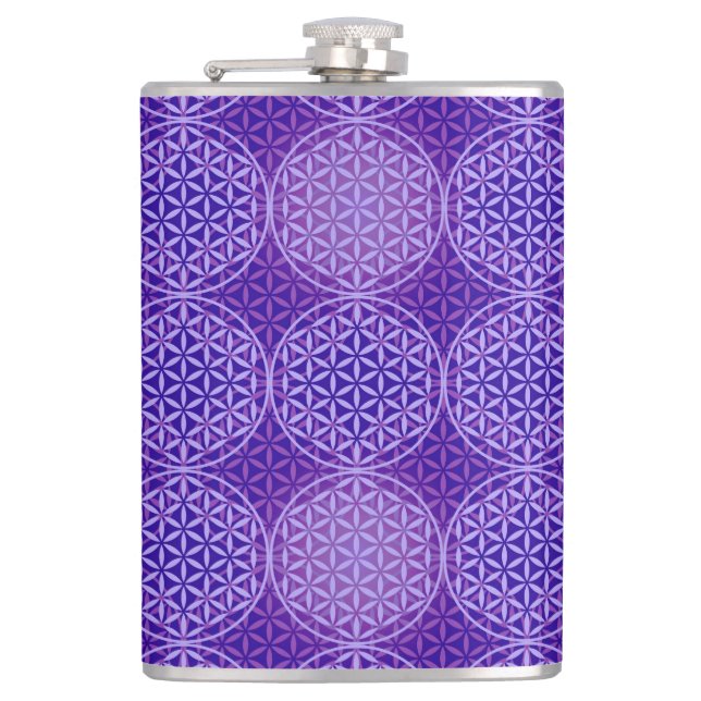 Flower of Life - stamp pattern - purple Hip Flask (Front)