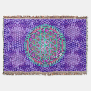 Flower of Life - stamp pattern - purple Throw Blanket