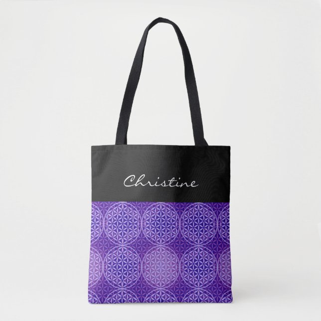 Flower of Life - stamp pattern - purple Tote Bag (Front)