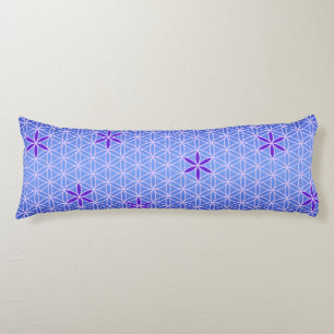 Flower Of Life - stamp seamless pattern - blue Body Cushion