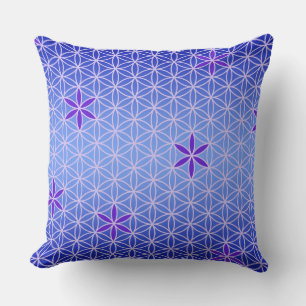 Flower Of Life - stamp seamless pattern - blue Cushion