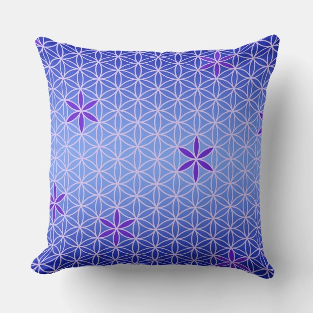 Flower Of Life - stamp seamless pattern - blue Cushion (Front)