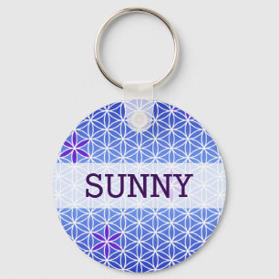Flower Of Life - stamp seamless pattern - blue Key Ring