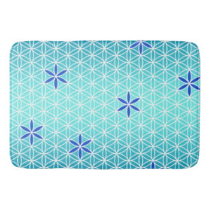Flower Of Life - stamp seamless pattern - cyan Bath Mat
