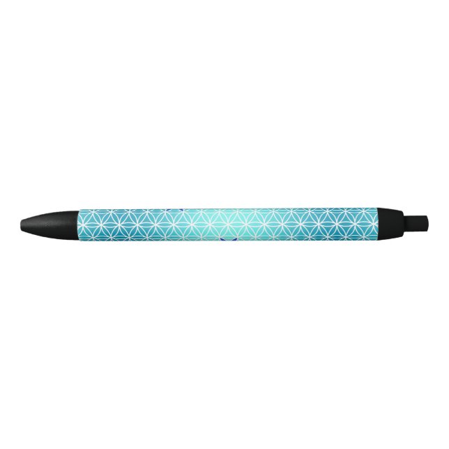 Flower Of Life - stamp seamless pattern - cyan Black Ink Pen (Front)