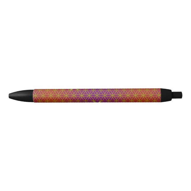 Flower Of Life - stamp seamless pattern - red gold Black Ink Pen (Front)