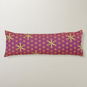 Flower Of Life - stamp seamless pattern - red gold Body Cushion