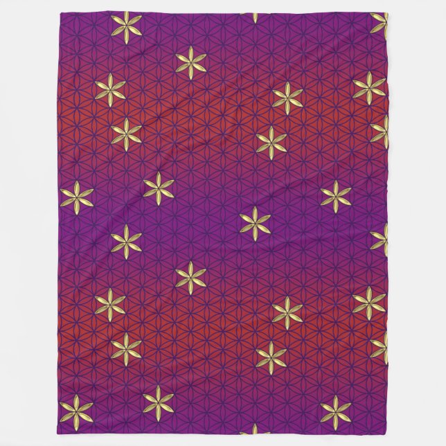 Flower Of Life - stamp seamless pattern - red gold Fleece Blanket (Front)