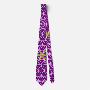 Flower Of Life - stamp seamless pattern - red gold Tie