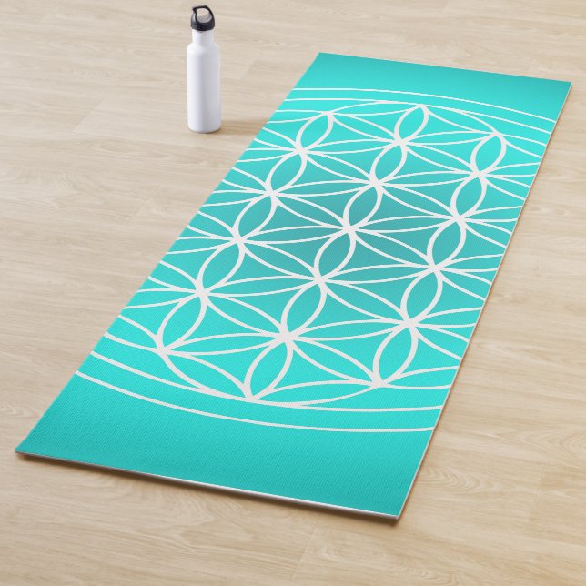 Flower of Life Teal Mandala Symbol Yoga Mat (In Situ)