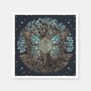 Flower of Life - Tree of life - Butterfly Napkin