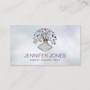 Flower of life - tree of life - colorful leaves business card
