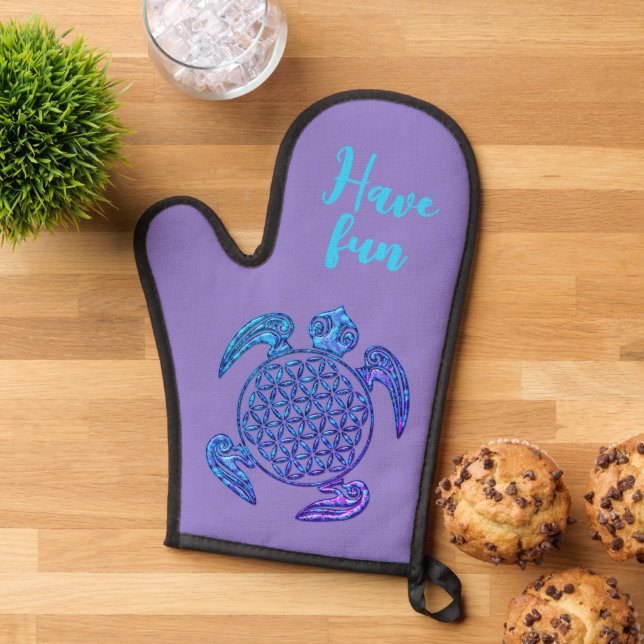 FLOWER OF LIFE - Turtle Magic 4a Oven Mitt (Top down)