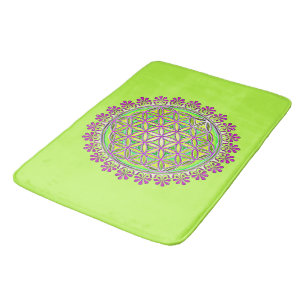 Flower Of Life - Vintage Blossom Ornaments 2 Bath Mat