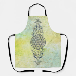 Flower Of Life - Vintage Ornaments blue gold Apron