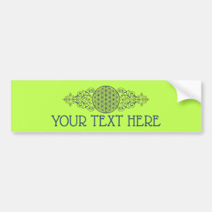 Flower Of Life - Vintage Ornaments blue gold Bumper Sticker