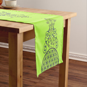 Flower Of Life - Vintage Ornaments blue gold Short Table Runner