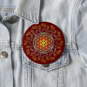 Flower Of Life - Vintage Ornaments Mandala 1 10 Cm Round Badge