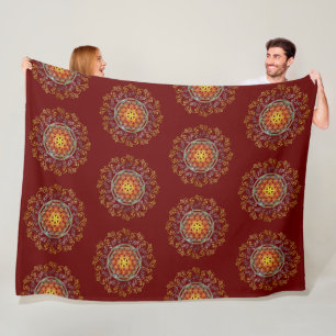 Flower Of Life - Vintage Ornaments Mandala 1 Fleece Blanket