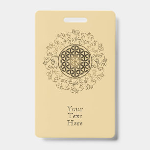 Flower Of Life - Vintage Ornaments Mandala 2 ID Badge