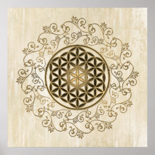 Flower Of Life - Vintage Ornaments Mandala 2 Poster