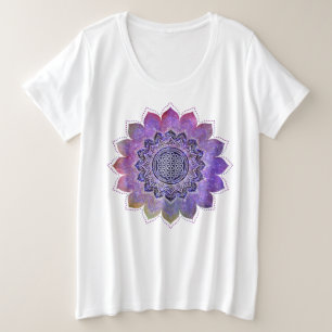 Flower Of Life - Vintage Style Galaxy Space 1 Plus Size T-Shirt
