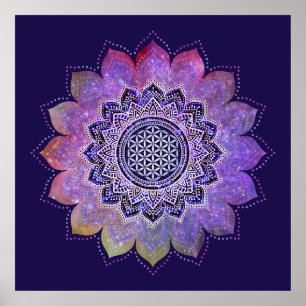 Flower Of Life - Vintage Style Galaxy Space 1 Poster