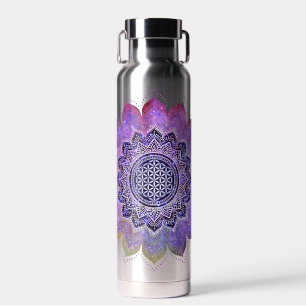 Flower Of Life - Vintage Style Galaxy Space 1 Water Bottle