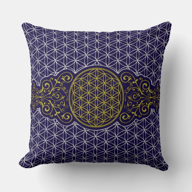 Flower of Life - vintage XI & silver pattern Cushion (Front)
