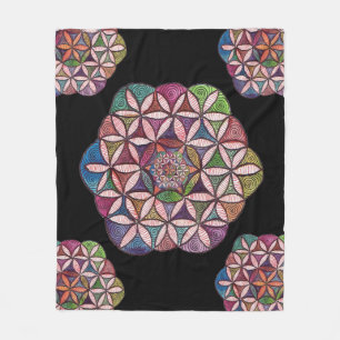 Flower of Life Watercolor art Fleece Blanket