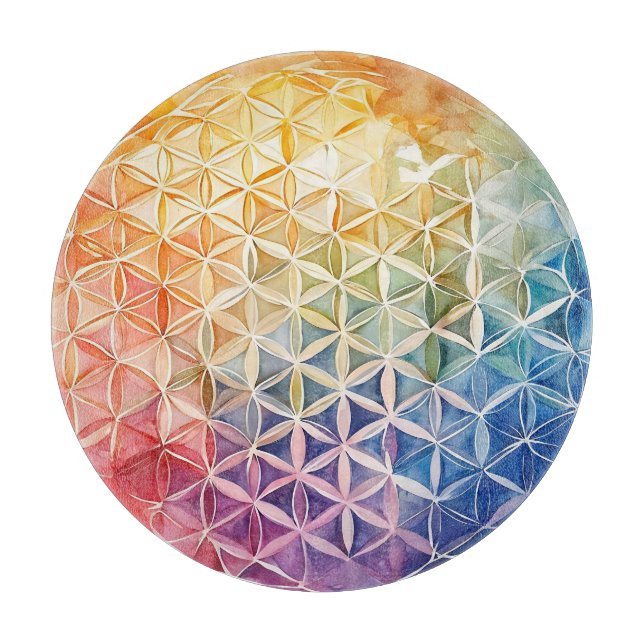 Flower of Life - Watercolor Painting Cutting Board (Front)