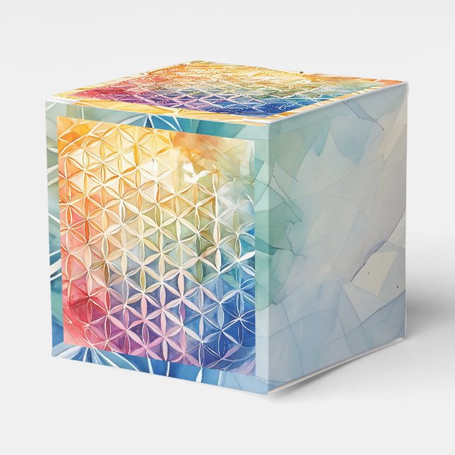 Flower of Life - Watercolor Painting Favour Box (Front Side)