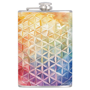 Flower of Life - Watercolor Painting Hip Flask