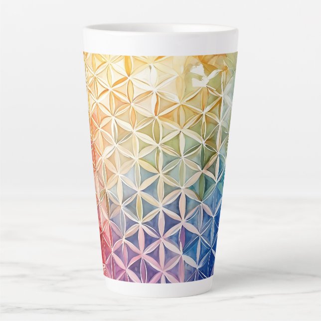 Flower of Life - Watercolor Painting Latte Mug (Front)