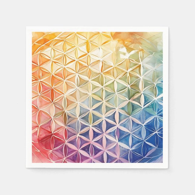 Flower of Life - Watercolor Painting Napkin (Front)