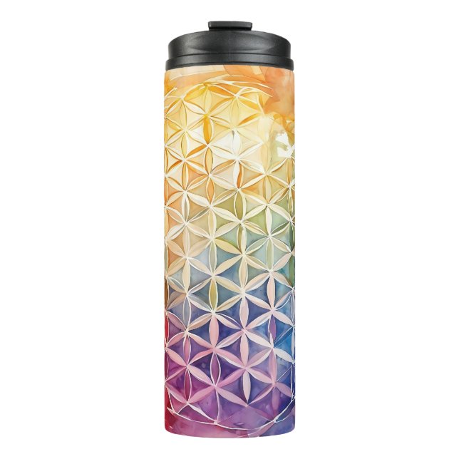 Flower of Life - Watercolor Painting Thermal Tumbler (Front)