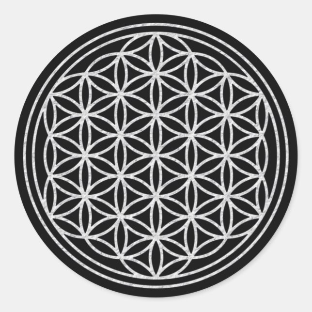 FLOWER OF LIFE - white Classic Round Sticker (Front)