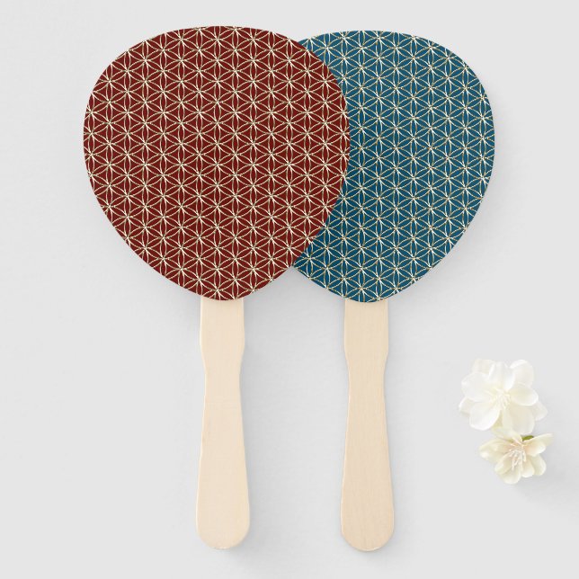 FLOWER OF LIFE - white gold pattern Hand Fan (Front and Back)