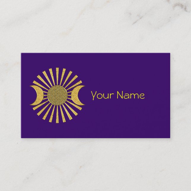 Flower Of Life with Moon Business Card (Front)