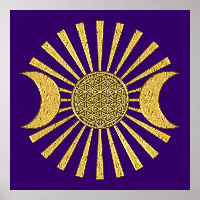 Flower Of Life with Moon Poster (Front)