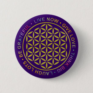 Flower Of Life with Rules Of Life 6 Cm Round Badge
