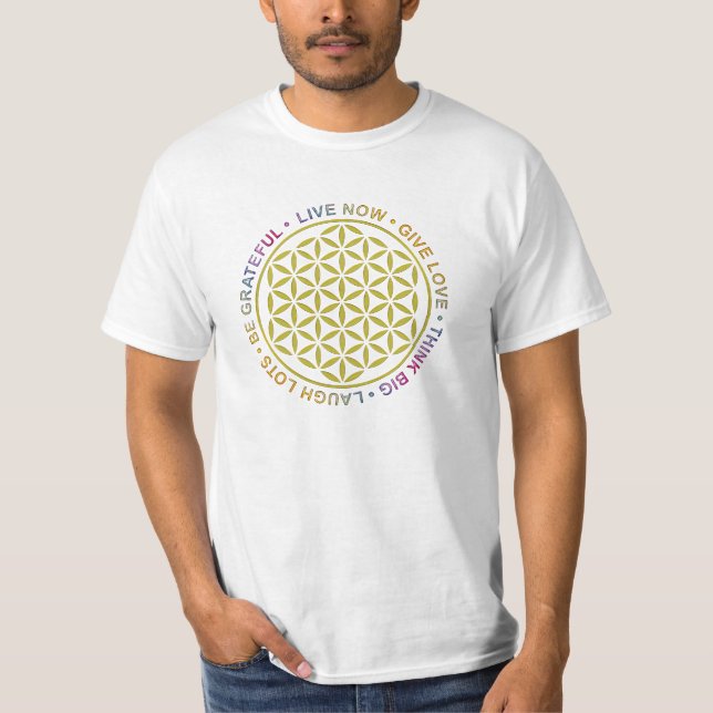 Flower Of Life with Rules Of Life T-Shirt (Front)