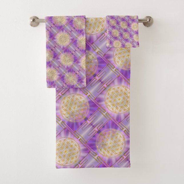 FLOWER OF LIFE - Yantra seamless pattern Bath Towel Set (Insitu)