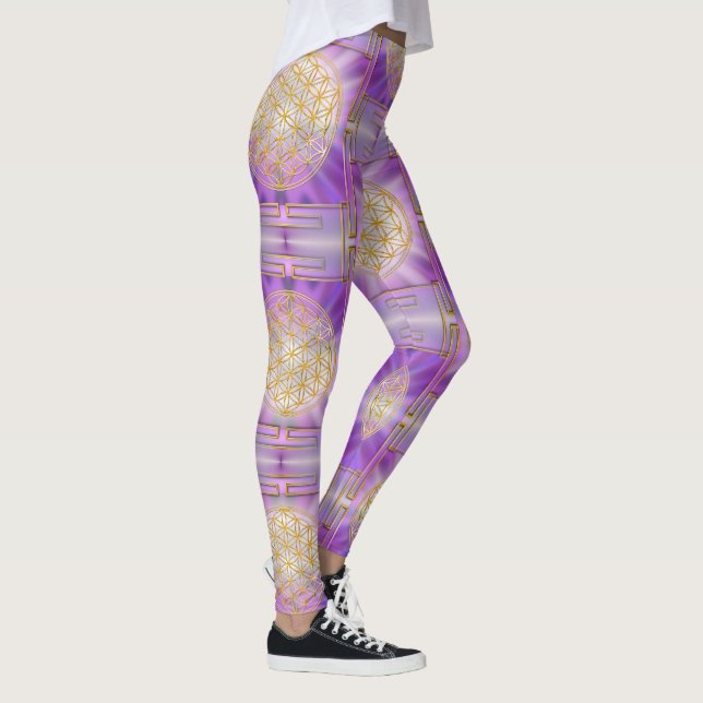 FLOWER OF LIFE - Yantra seamless pattern Leggings (Right)