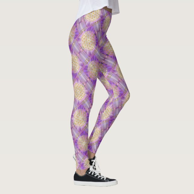 FLOWER OF LIFE - Yantra seamless pattern Leggings (Right)